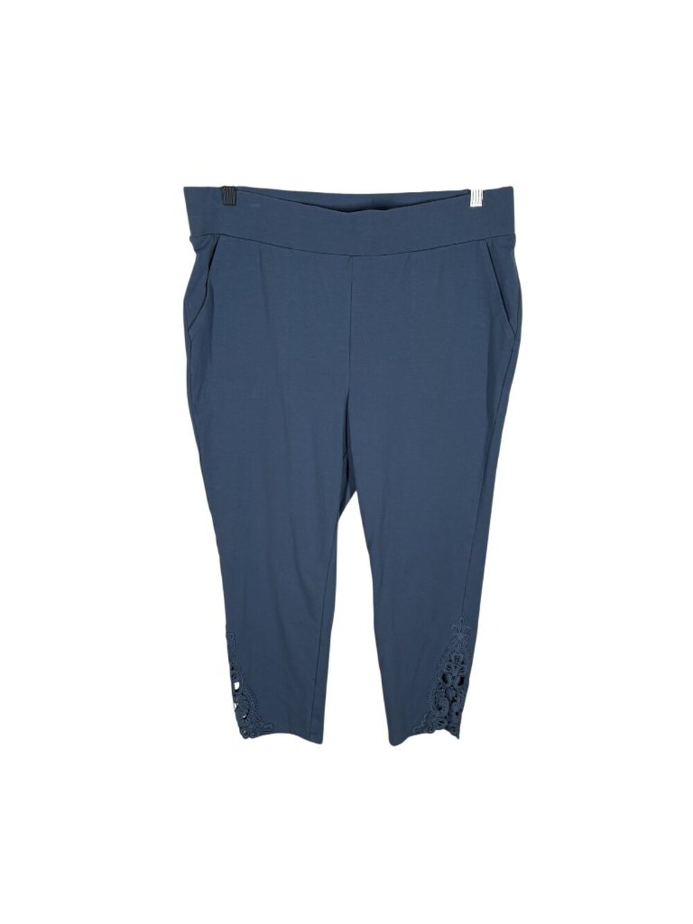 Denim & Co. Women 1X Blue Pockets Comfort Duo Stretch Legging With Lace Detail - Picture 4 of 14